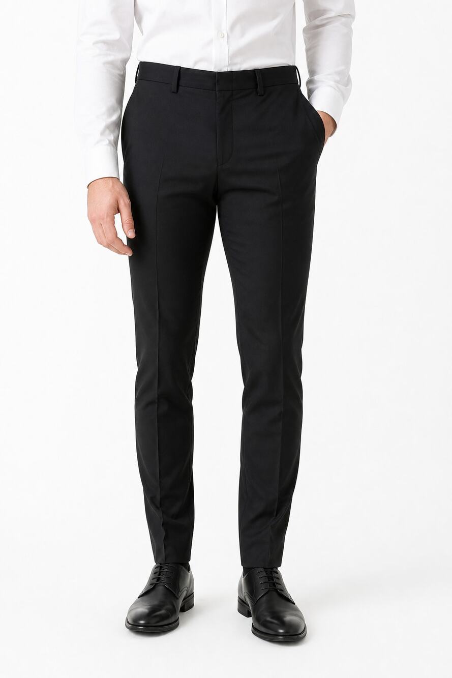 HUGO Boss Mens GetlinM204X Black Wool Blend Slim Fit Trousers Pants Est 34x28